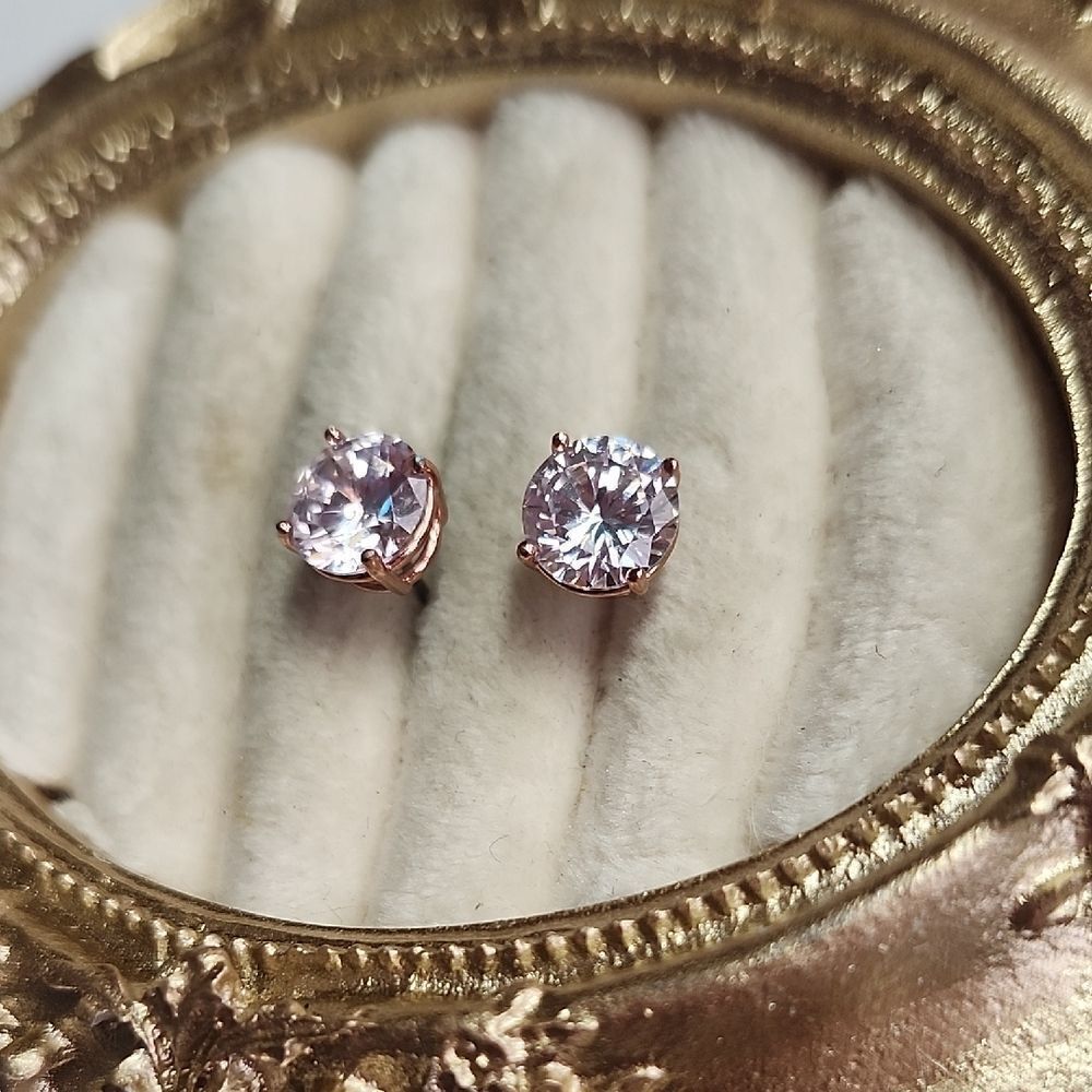 14K Rose Gold Flash Plated Stud Earrings